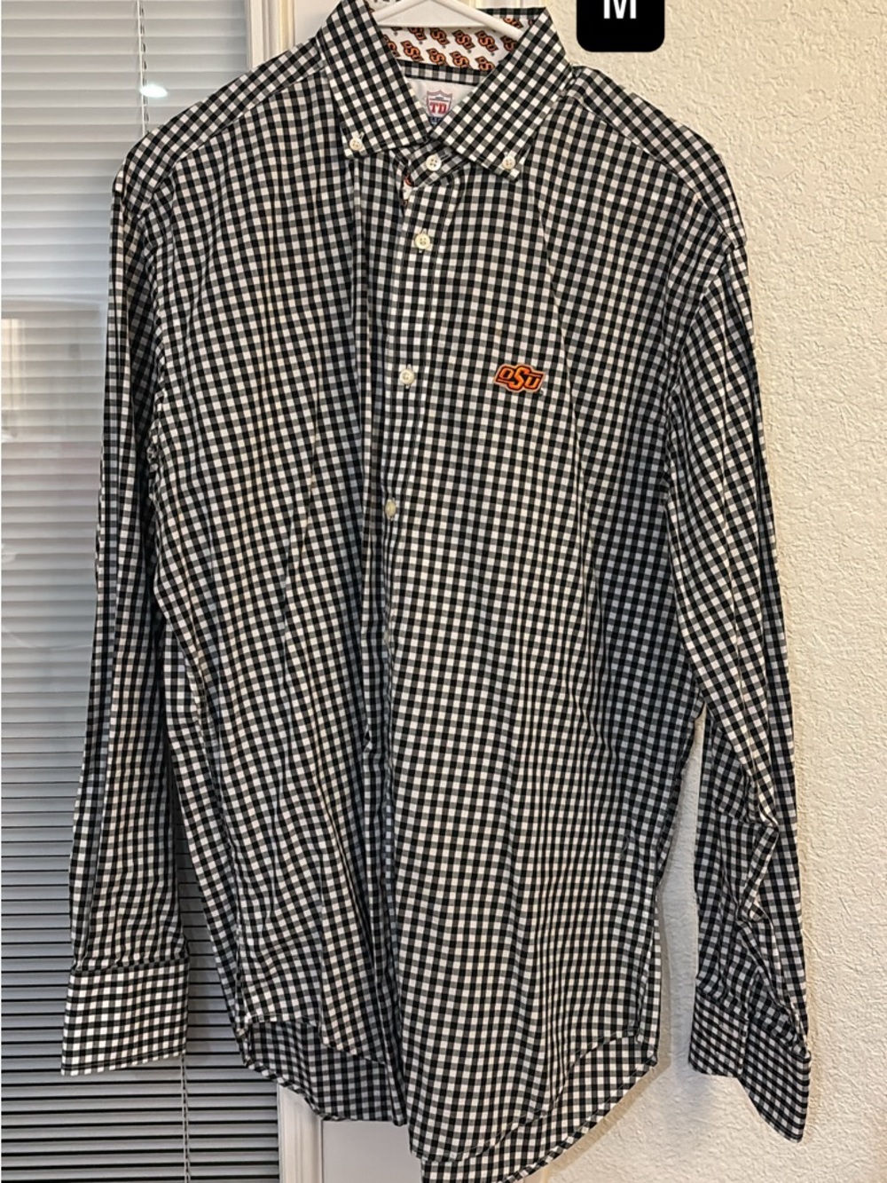 OSU Black & White Gingham Button-Down Shirt - Men's M